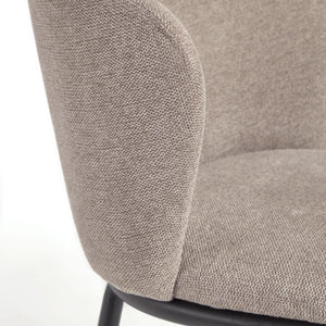Kave Home Ciselia barkruk H65 chenille Lichtbruin poot zwart