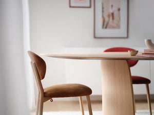 Mobitec Dolmen T0510 eettafel Deens ovaal met uitsparing 300x120 cm mat gelakt eiken