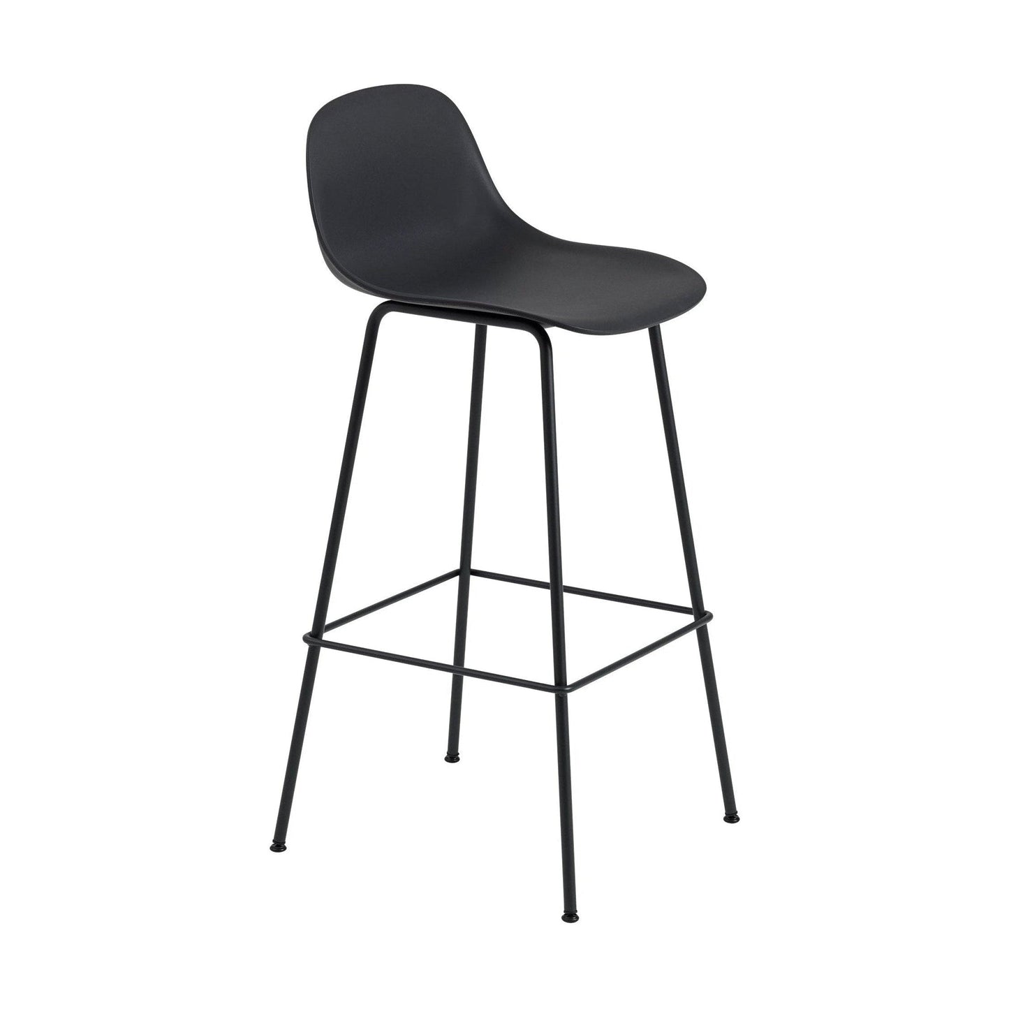 Muuto Fiber barkruk met rugleuning H65 zwart