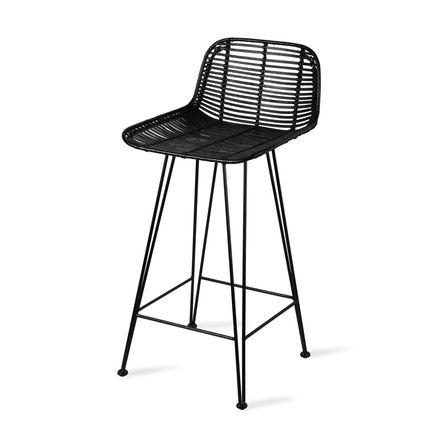 HKliving Rattan barkruk H66 black